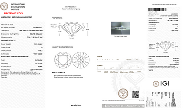 1.51 Carat Round Brilliant Lab-Grown Diamond | D Color | VVS2 Clarity | IGI Certified Very Good Cut