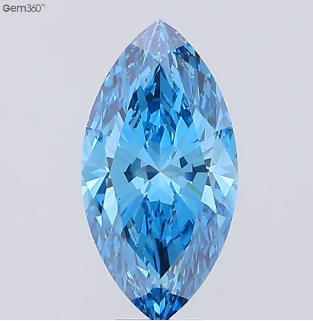 5.92 Carat Marquise Cut Lab-Grown Diamond | Fancy Vivid Blue | VS1 Clarity | IGI Certified Excellent Polish & Symmetry
