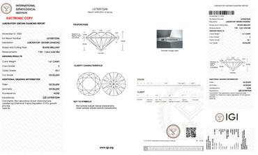 1.61 Carat Round Brilliant Lab-Grown Diamond | E Color | VS1 Clarity | IGI Certified Excellent Cut
