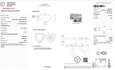 2.06 Carat Heart Shaped Lab-Grown Diamond | D Color | VVS2 Clarity | IGI Certified Excellent Polish & Symmetry