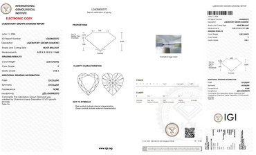 2.28 Carat Heart Shaped Lab-Grown Diamond | F Color | VVS1 Clarity | IGI Certified Excellent Polish & Symmetry