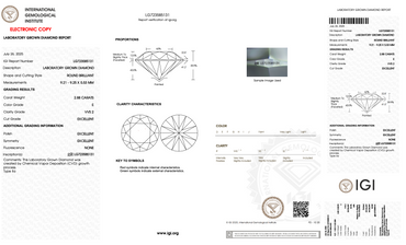 2.88 Carat Round Brilliant Lab-Grown Diamond | E Color | VVS2 Clarity | IGI Certified Excellent Cut