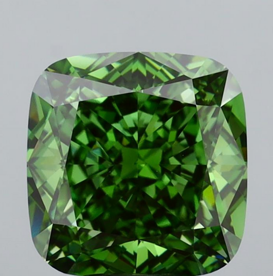 6.03 Carat Cushion Cut Lab-Grown Diamond | Fancy Vivid Green | VVS2 Clarity | IGI Certified Excellent Polish & Symmetry