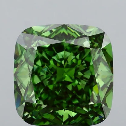 6.03 Carat Cushion Cut Lab-Grown Diamond | Fancy Vivid Green | VVS2 Clarity | IGI Certified Excellent Polish & Symmetry
